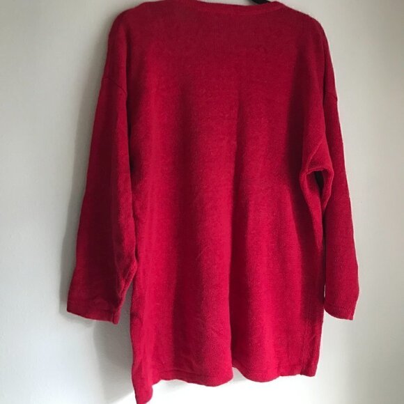 Innovation Sport Red Floral Hand Embroidered Cotton Tunic Sweater Size M - Picture 5 of 5